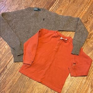 Ralph Lauren Brown Sweater and Talbots Orange thermal Henley